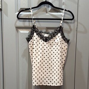 TopShop Polka Dot Lace Trim Cami Top (US 2)
